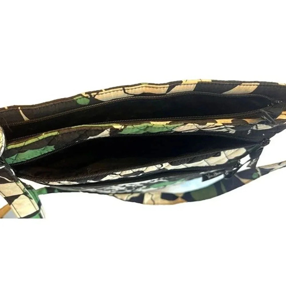 Vera Bradley‎ Triple-Zip Hipster Crossbody Bag Purse Imperial Rose Green Black - Picture 6 of 7